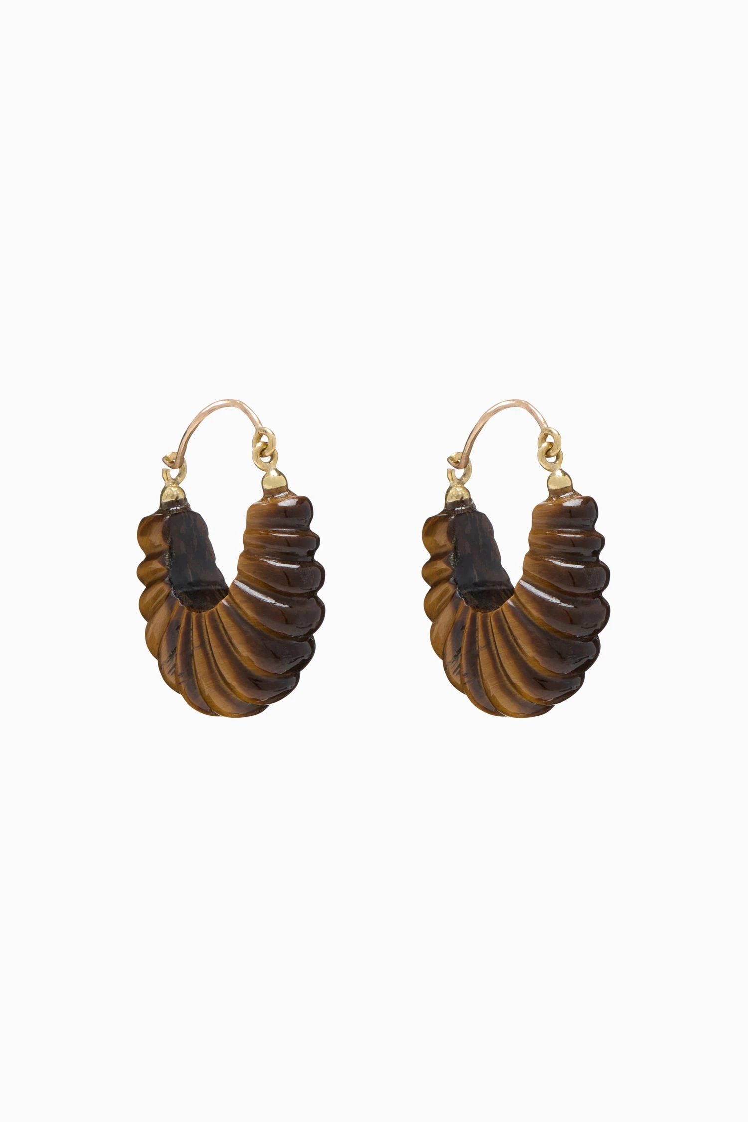ULLA JOHNSON Zora Carved Shell Hoop Earring - Tiger's Eye 1 ULLA JOHNSON Zora Carved Shell Hoop Earring - Tiger's Eye