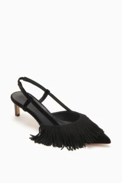 ULLA JOHNSON Shira Fringe Sling Back - Noir -ULLA JOHNSON Outlet FA231002 FRINGESLINGBACK NOIR b r web