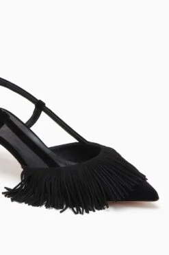 ULLA JOHNSON Shira Fringe Sling Back - Noir -ULLA JOHNSON Outlet FA231002 FRINGESLINGBACK NOIR c r web
