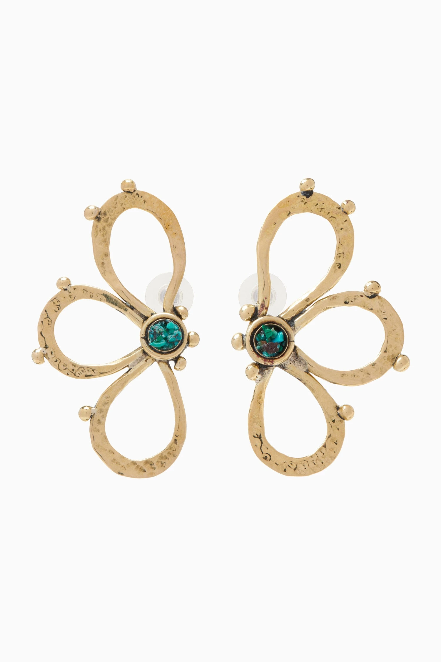 ULLA JOHNSON Hammered Chain Flower Stud - Turquoise 2 ULLA JOHNSON Hammered Chain Flower Stud - Turquoise - Image 2
