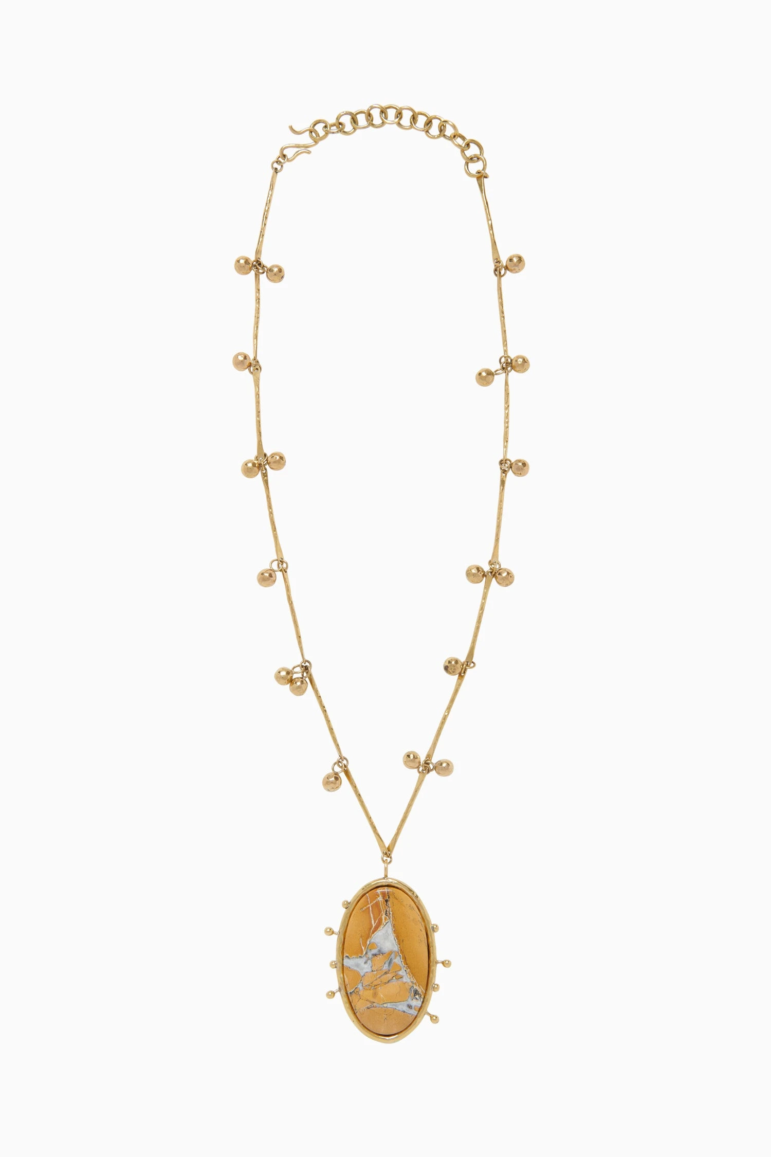 ULLA JOHNSON Hammered Chain Organic Stone Pendant - Maligano Jasper 2 ULLA JOHNSON Hammered Chain Organic Stone Pendant - Maligano Jasper - Image 2