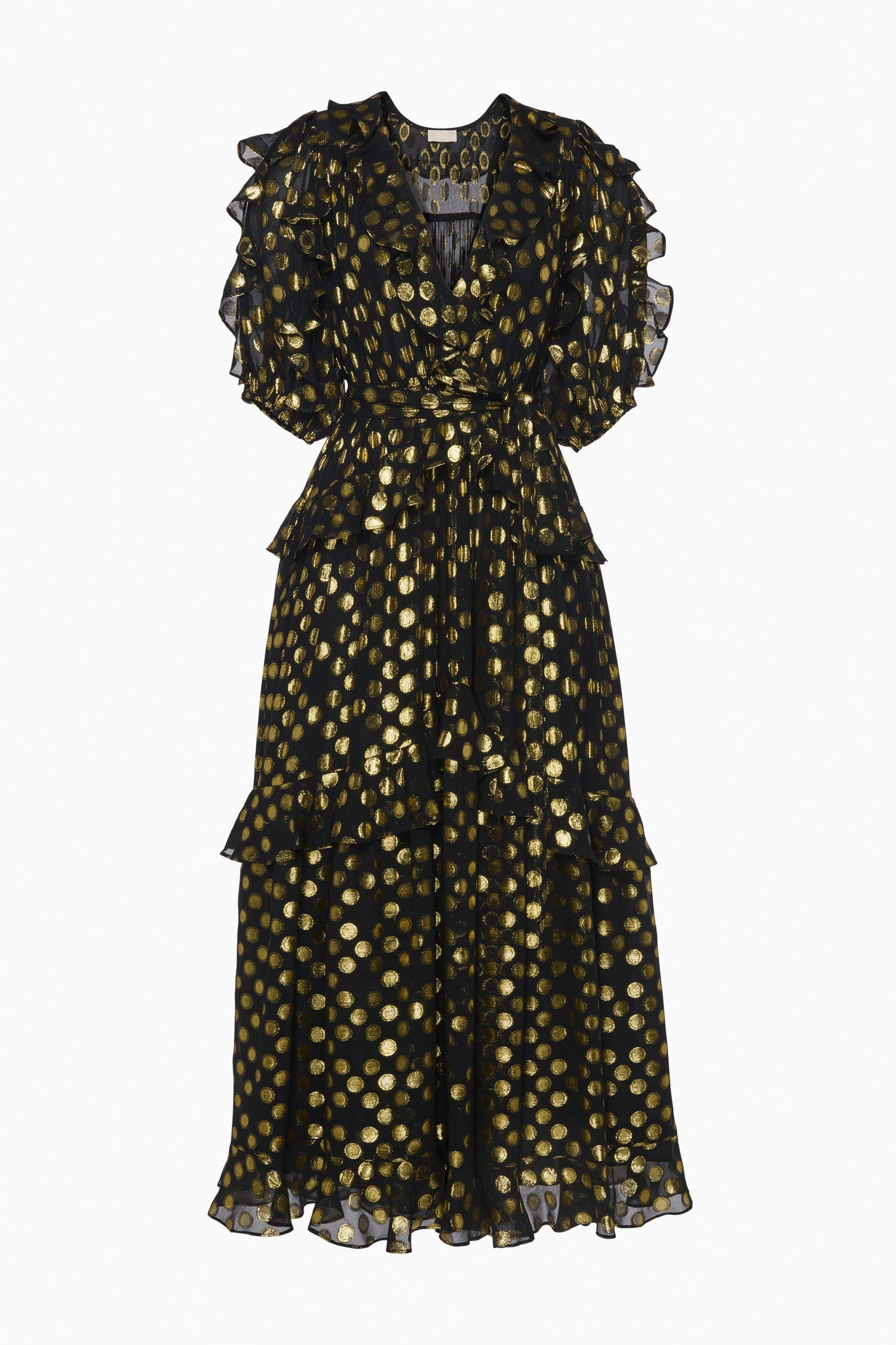 ULLA JOHNSON Tida Silk V–Neck Short Sleeve Midi Dress - Obsidian 5 ULLA JOHNSON Tida Silk V–Neck Short Sleeve Midi Dress - Obsidian - Image 5