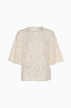 ULLA JOHNSON Tasia Applique Short Sleeve Top - Chalk 9 ULLA JOHNSON Tasia Applique Short Sleeve Top - Chalk -ULLA JOHNSON Outlet FA250201 TasiaAppliqueShortSleeveTop CHALK a Web 2192523b 930d 4531 bbba ad7b9d16cd56