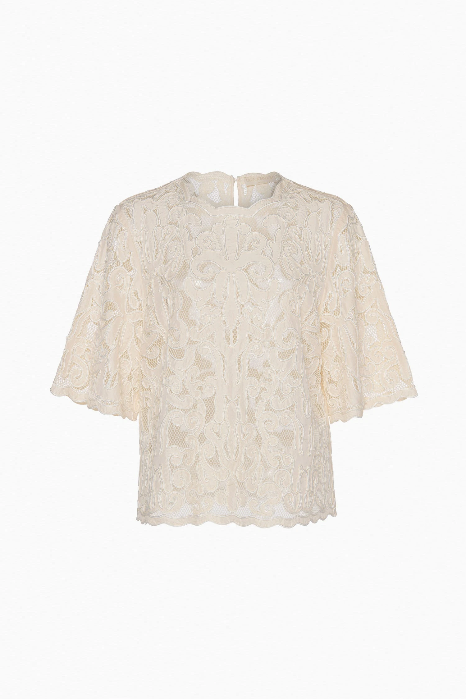 ULLA JOHNSON Tasia Applique Short Sleeve Top - Chalk 5 ULLA JOHNSON Tasia Applique Short Sleeve Top - Chalk - Image 5