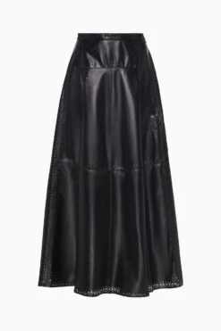 ULLA JOHNSON Aninda Leather Midi Skirt - Noir -ULLA JOHNSON Outlet FA250314 AnindaLeatherMidiSkirt NOIR a Web