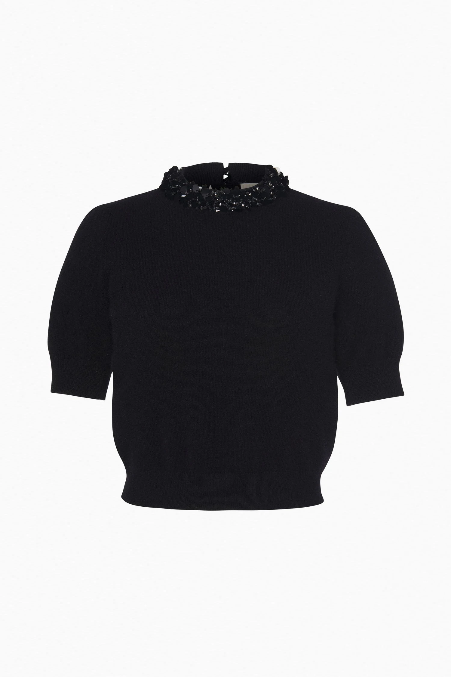 ULLA JOHNSON Liv Embroidered Cashmere Short Sleeve Knit - Noir 5 ULLA JOHNSON Liv Embroidered Cashmere Short Sleeve Knit - Noir - Image 5