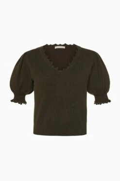 ULLA JOHNSON Polline Short Sleeve Top - Hunter -ULLA JOHNSON Outlet FA250745 PollineShortSleeveTop HUNTER a Web