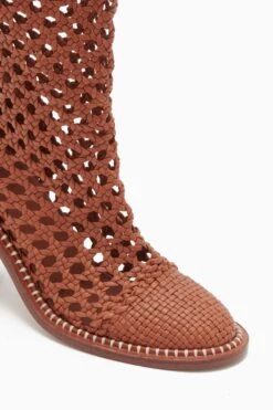 ULLA JOHNSON Hannah Woven Leather High Heel Boot - Sierra -ULLA JOHNSON Outlet PF231004 HannahWovenLeatherHighHeelBoot SIERRA c r web