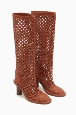 ULLA JOHNSON Hannah Woven Leather High Heel Boot - Sierra -ULLA JOHNSON Outlet PF231004 HannahWovenLeatherHighHeelBoot SIERRA d r web