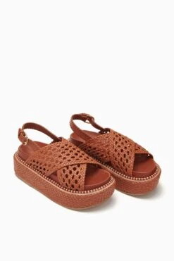 ULLA JOHNSON Gili Woven Leather Flatform - Sierra -ULLA JOHNSON Outlet PF231005 WovenLeatherFlatform Sierra d r web