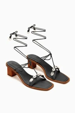 ULLA JOHNSON Nicolette Shell Laceup High Heel - Noir -ULLA JOHNSON Outlet PF231014 ShellLace UpHighHeel Noir d r web