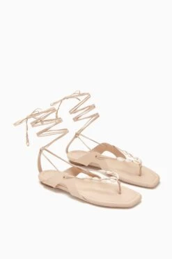ULLA JOHNSON Romina Shell Laceup Sandal - Powder 7 ULLA JOHNSON Romina Shell Laceup Sandal - Powder -ULLA JOHNSON Outlet PF231016 ShellLace UpFlat Powder d r web 2d693607 b900 4aed b32b 9d695a05e0fc