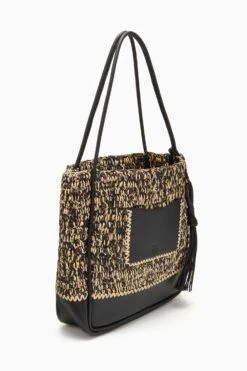 ULLA JOHNSON Maya Raffia Tote - Noir Melange -ULLA JOHNSON Outlet PF231136 RaffiaTote NoirMelange b r web