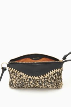 ULLA JOHNSON Maya Raffia Pouch - Noir Melange -ULLA JOHNSON Outlet PF231320 RaffiaPouch NoirMelange d r web