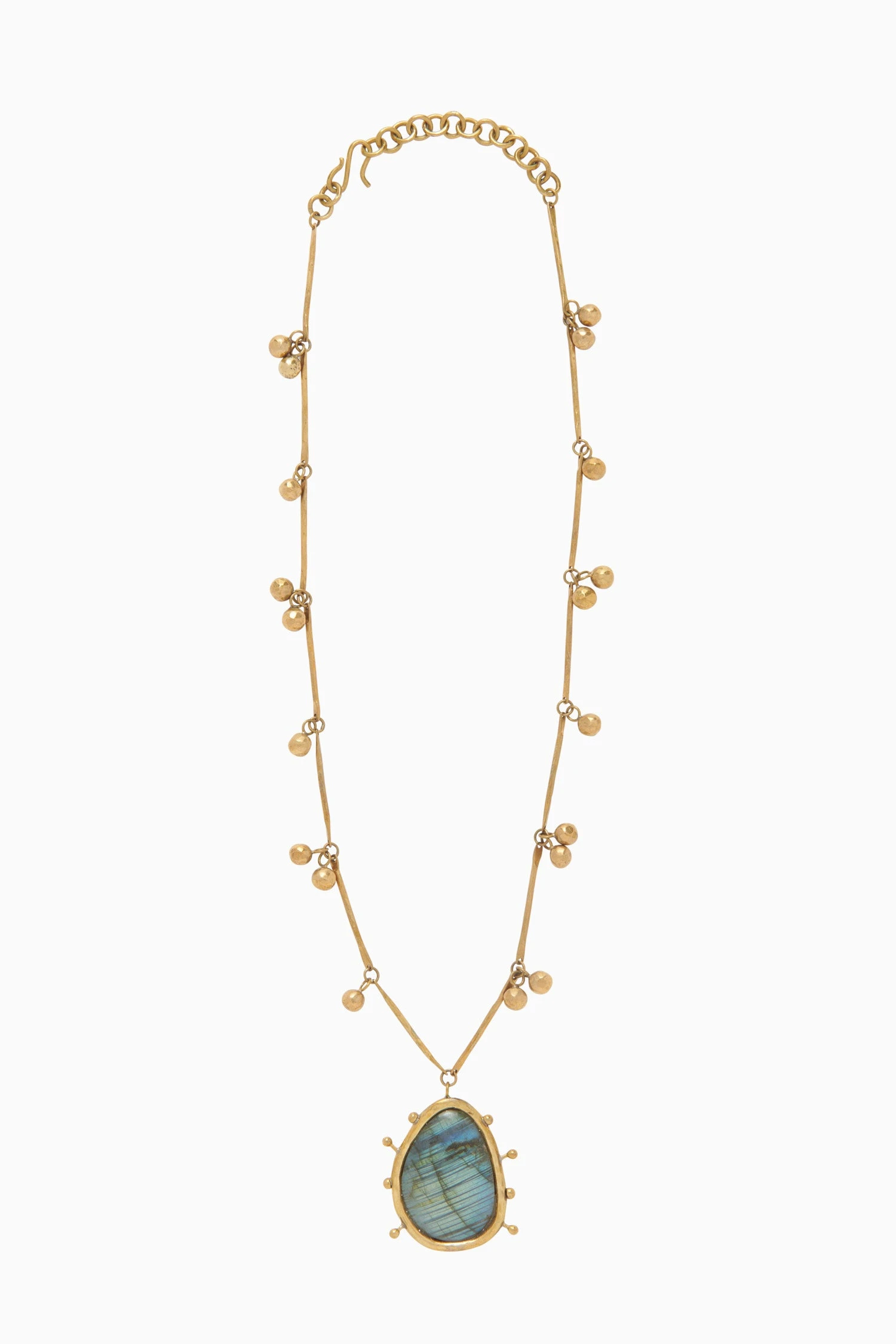 ULLA JOHNSON Hammered Textured Organic Stone Necklace - Labradorite 1 ULLA JOHNSON Hammered Textured Organic Stone Necklace - Labradorite