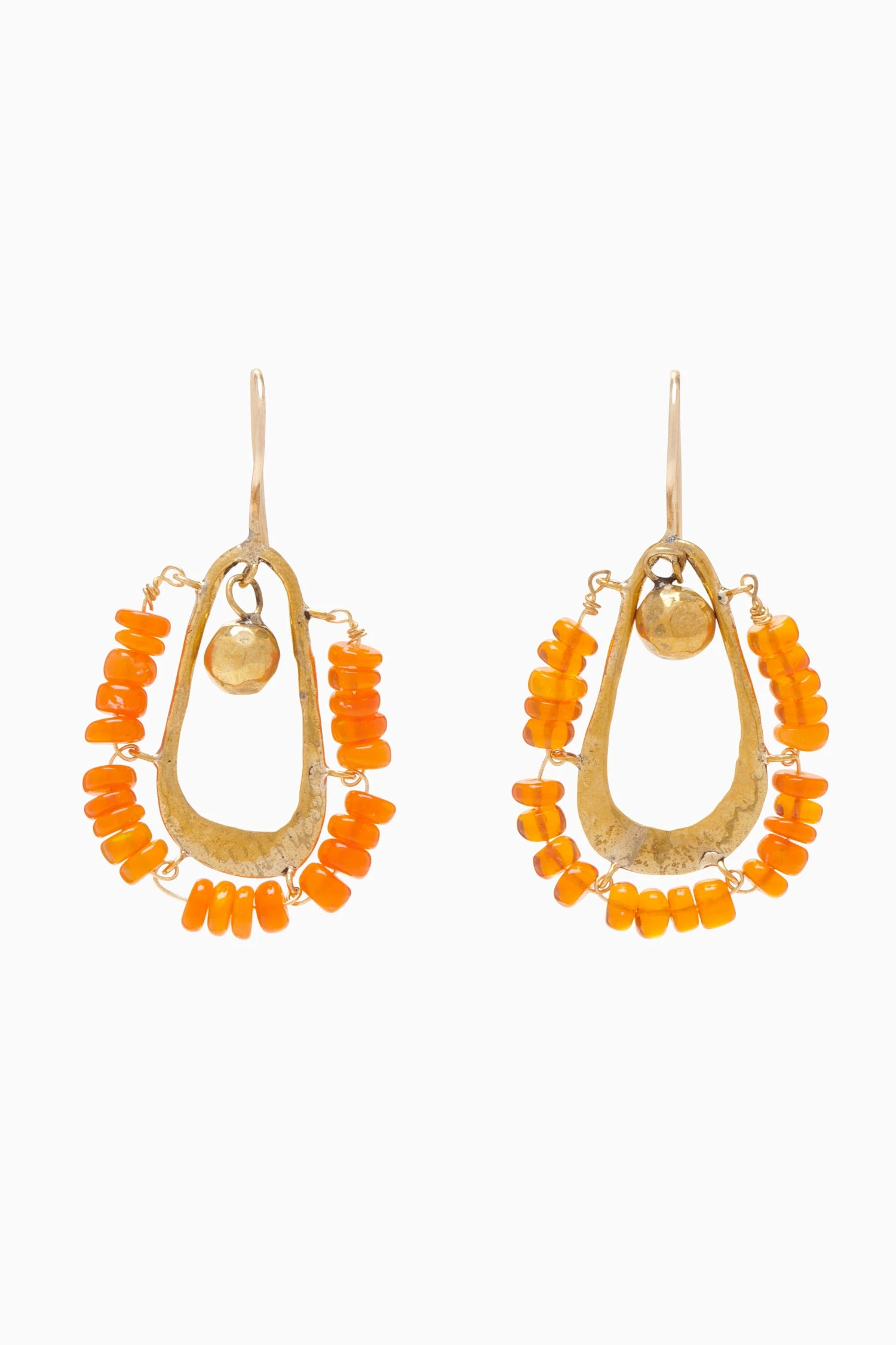 ULLA JOHNSON Beaded Single Drop Earring - Orange Opal 2 ULLA JOHNSON Beaded Single Drop Earring - Orange Opal - Image 2