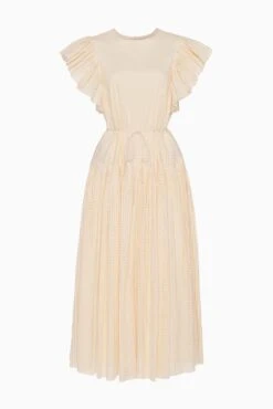 ULLA JOHNSON Sylvaine Flutter Sleeve Midi Dress - Cowrie -ULLA JOHNSON Outlet PS260166 SylvaineDress COWRIE a web 2b282cc2 5327 47bb ae85 620a469dd3c1