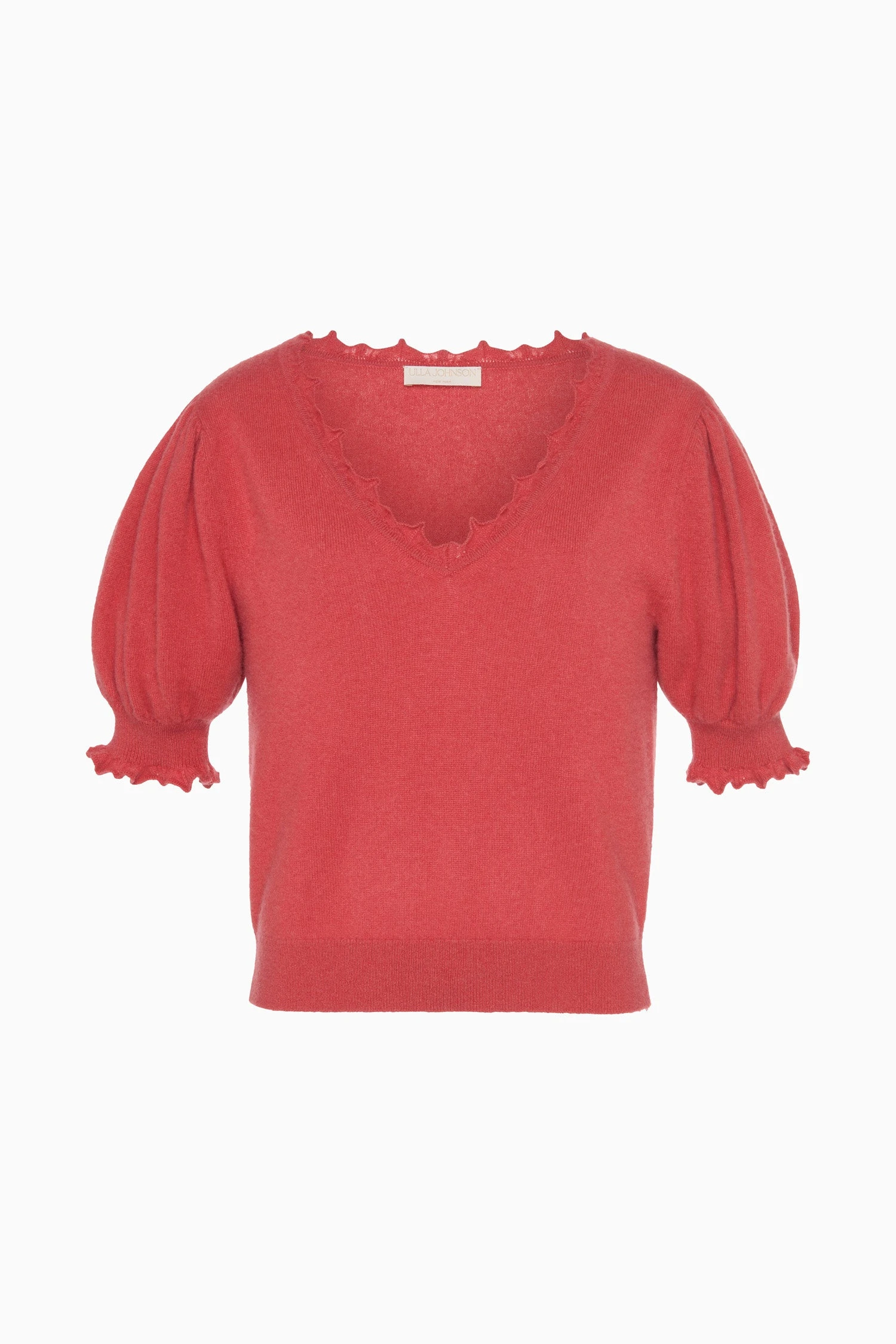 ULLA JOHNSON Polline Short Sleeve Top - Coral 6 ULLA JOHNSON Polline Short Sleeve Top - Coral - Image 6
