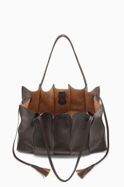 ULLA JOHNSON Adria Large Tote - Wenge -ULLA JOHNSON Outlet PS261172 AdriaPleatedWaveTote WENGE d web 2d578891 d4c5 4e8d 805a 9cc53a76404d