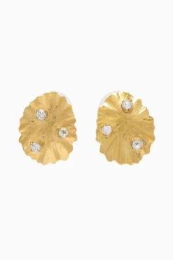 ULLA JOHNSON Embellished Shell Stud - Brass
