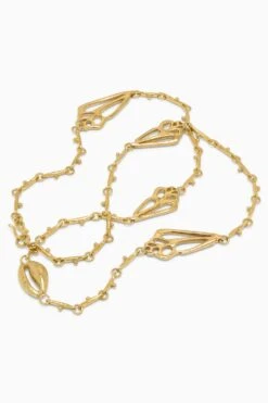 ULLA JOHNSON Shell Charm Long Necklace - Brass -ULLA JOHNSON Outlet PS261404 ShellCharmLongNecklace BRASS b2 web