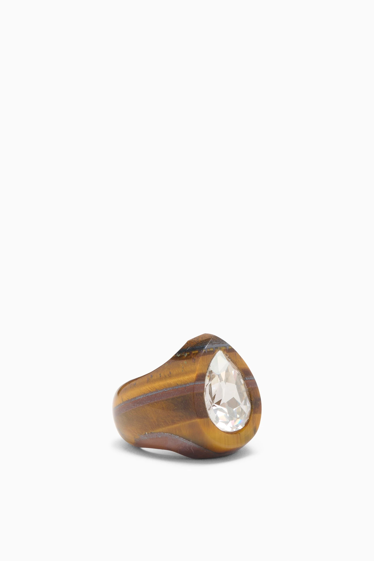 ULLA JOHNSON Crystal Pear Signet Ring - Tiger's Eye 1 ULLA JOHNSON Crystal Pear Signet Ring - Tiger's Eye