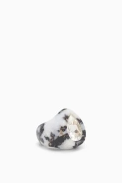 ULLA JOHNSON Crystal Pear Signet Ring - Black Onyx