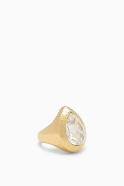 ULLA JOHNSON Eula Crystal Pear Signet Ring - Crystal