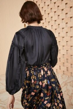 ULLA JOHNSON Maeve Blouse - Noir -ULLA JOHNSON Outlet SHOT 105 ULLA JOHNSON MAEVE BLOUSE NOIR UJ990237 0182