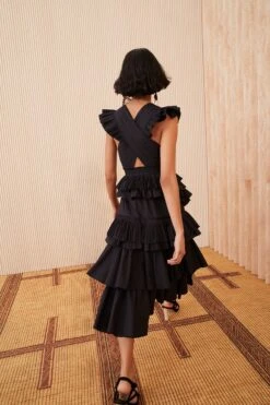 ULLA JOHNSON Aurore Dress - Noir 9 ULLA JOHNSON Aurore Dress - Noir -ULLA JOHNSON Outlet SHOT 132 0165 ulla johnson black aurore dress noir UJ view 3