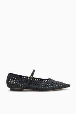 ULLA JOHNSON Gracie Pointy Toe Flat - Noir