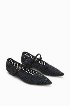 ULLA JOHNSON Gracie Pointy Toe Flat - Noir -ULLA JOHNSON Outlet UJ430101A GRACIE POINTY TOE FLAT NOIR d web