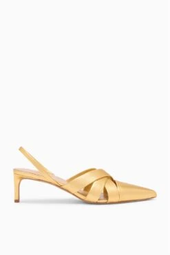 ULLA JOHNSON Tahlia Woven Kitten Heel - Gold