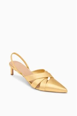 ULLA JOHNSON Tahlia Woven Kitten Heel - Gold -ULLA JOHNSON Outlet UJ45051C TAHLIAKITTENHEEL GOLD b web