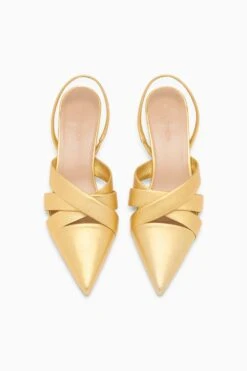ULLA JOHNSON Tahlia Woven Kitten Heel - Gold -ULLA JOHNSON Outlet UJ45051C TAHLIAKITTENHEEL GOLD d web