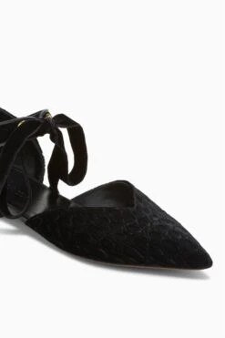 ULLA JOHNSON Corinna Eyelet Flat - Noir -ULLA JOHNSON Outlet UJ45100B CORINNABOWFLAT NOIRVELVETCROC c web