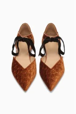 ULLA JOHNSON Corinna Eyelet Flat - Sierra -ULLA JOHNSON Outlet UJ45100B CORINNABOWFLAT SIERRAVELVETCROC d web