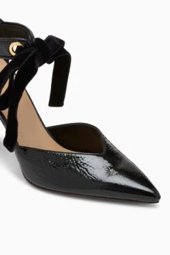 ULLA JOHNSON Corinna Eyelet Detail High Heel - Noir 7 ULLA JOHNSON Corinna Eyelet Detail High Heel - Noir -ULLA JOHNSON Outlet UJ45103A CORINNABOWHIGHHEEL NOIRCRINKLEPATENT c web