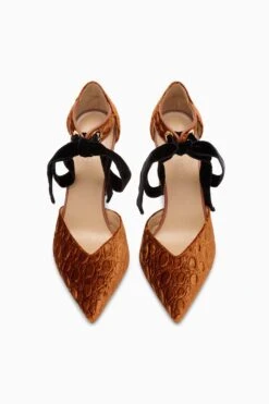 ULLA JOHNSON Corinna Eyelet Detail High Heel - Sierra -ULLA JOHNSON Outlet UJ45103B CORINNABOWHIGHHEEL SIERRAVELVETCROC d web