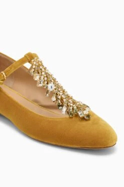 ULLA JOHNSON Bianca Crystal T&ndash;Strap Ballerina - Artichoke -ULLA JOHNSON Outlet UJ45120B BIANCACRYSTALT STRAPBALLERINA ARTICHOKEVELVET c web