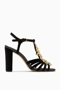 ULLA JOHNSON Bianca Crystal T&ndash;Strap High Heel - Noir