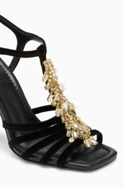 ULLA JOHNSON Bianca Crystal T&ndash;Strap High Heel - Noir -ULLA JOHNSON Outlet UJ45122A BIANCACRYSTALT STRAPHIGHHEEL NOIRVELVET c web