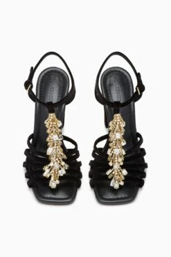 ULLA JOHNSON Bianca Crystal T&ndash;Strap High Heel - Noir -ULLA JOHNSON Outlet UJ45122A BIANCACRYSTALT STRAPHIGHHEEL NOIRVELVET d web