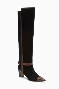 ULLA JOHNSON Kiki Patchwork Boot - Noir Mixte -ULLA JOHNSON Outlet UJ45142A PATCHWORKKIKIBOOT NOIRMIXTESUEDE CALFSKIN b web