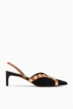ULLA JOHNSON Vendome Studded Kitten Heel - Noir Mixte