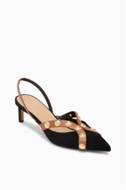 ULLA JOHNSON Vendome Studded Kitten Heel - Noir Mixte -ULLA JOHNSON Outlet UJ45150A VENDOMESTUDDEDKITTENHEEL MIXTENOIR b web