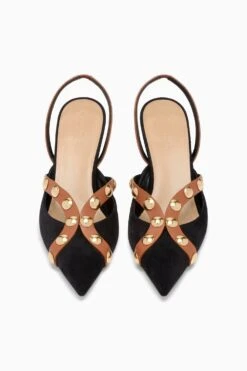 ULLA JOHNSON Vendome Studded Kitten Heel - Noir Mixte -ULLA JOHNSON Outlet UJ45150A VENDOMESTUDDEDKITTENHEEL MIXTENOIR d web