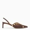 ULLA JOHNSON Vendome Studded Kitten Heel - Sequoia