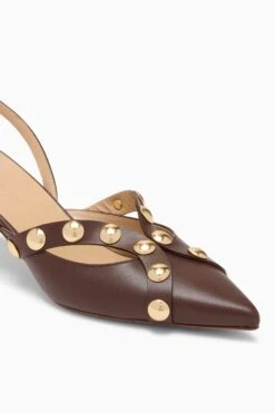 ULLA JOHNSON Vendome Studded Kitten Heel - Sequoia 10 ULLA JOHNSON Vendome Studded Kitten Heel - Sequoia -ULLA JOHNSON Outlet UJ45150A VENDOMESTUDDEDKITTENHEEL SEQUOIACALFSKIN c web