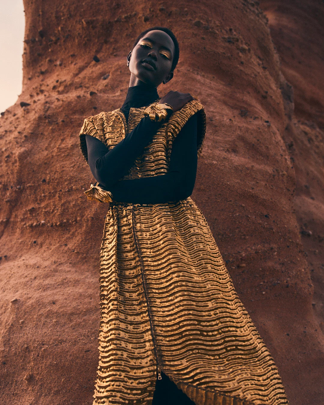 ULLA JOHNSON Agathe Metallic Short Sleeve Coat - Oro 7 ULLA JOHNSON Agathe Metallic Short Sleeve Coat - Oro - Image 7